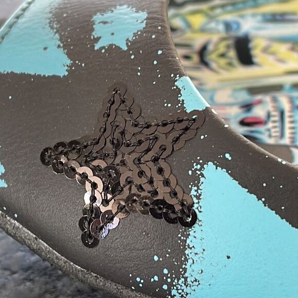 IRON FIST Rayplay Peep Toe flats blue and black shoes with stars BNIB - Picture 8 of 8